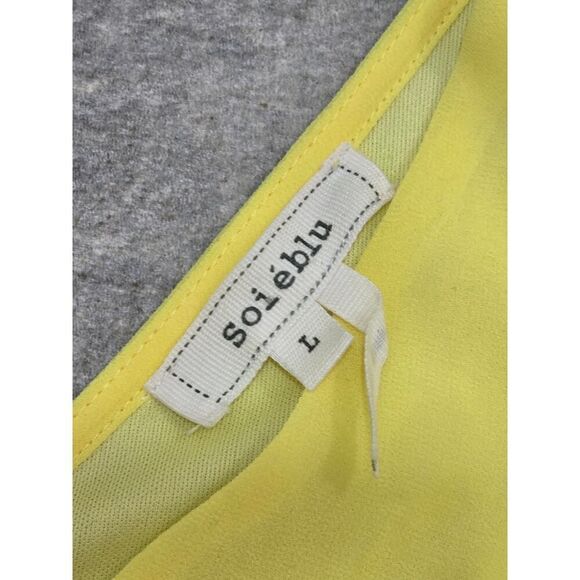 Soieblu Summer Romper Yellow & White Wrap Lace Shorts Long Sleeve Women's Size L - Picture 5 of 11